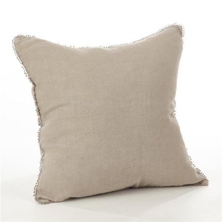 SARO LIFESTYLE SARO 15063.N20S 20 in. Square Pompom Design Pillow with Down Filled  Natural 15063.N20S